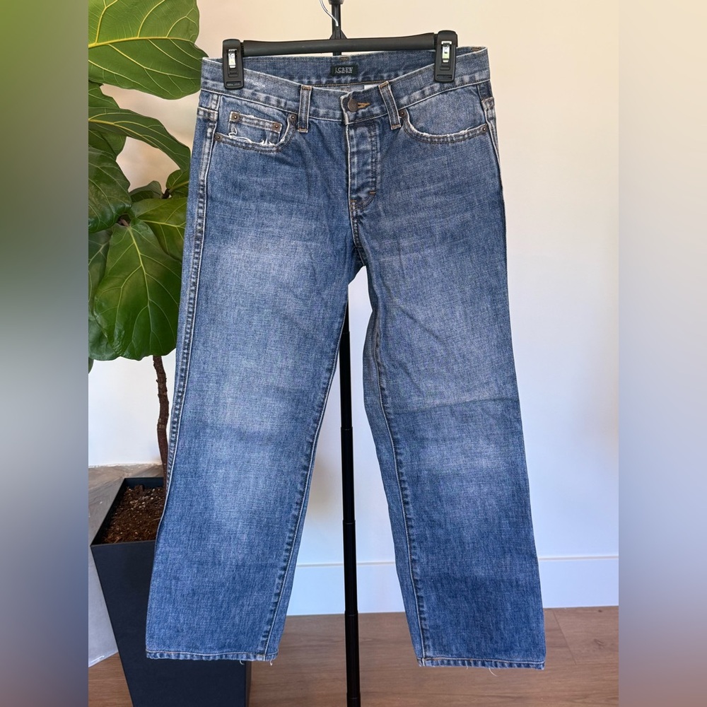 J. Crew 100% Cotton Blue Straight Jeans Size 0